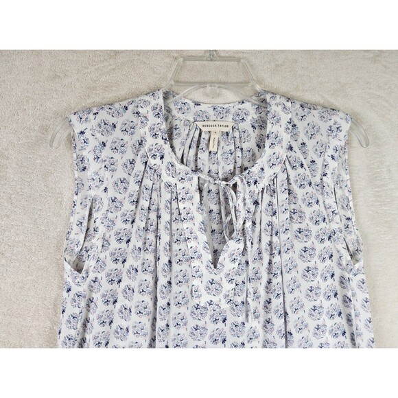Rebecca Taylor Women's 100% Silk Sleeveless Top Floral Size 4 - Picture 2 of 4